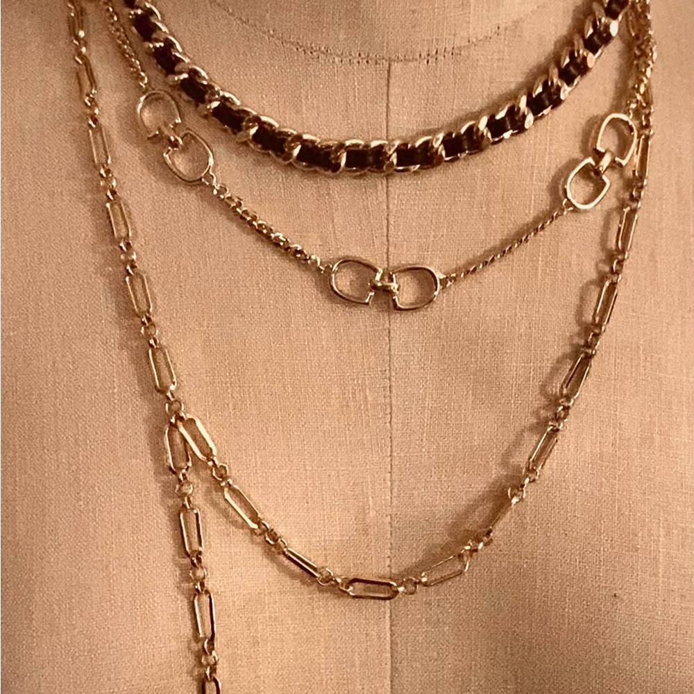 “Express”  Necklace Gold Tone and Black Layered